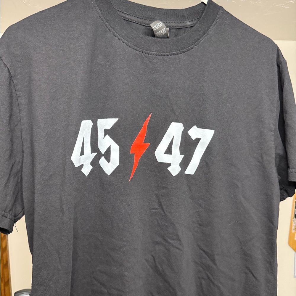 Magic Black Tee with White and Red Graphic